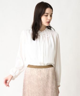 ＜CHRISTIAN AUJARD Lサイズ (Women/大きいサイズ)＞ドビードットフリルブラウス