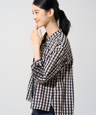 ＜CHRISTIAN AUJARD Lサイズ (Women/大きいサイズ)＞【大きいサイズ／セットアップ対応】シャンブレーチェックブラウス