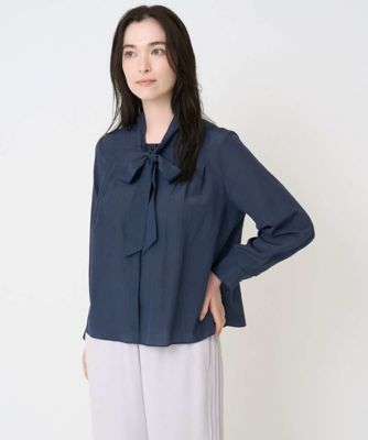 【送料無料】CHRISTIAN AUJARD Lサイズ (Women/大きいサイズ)/クリスチャン・オジャール Lサイズ 長袖ボウタイブラウス 57ネイビー トップス【三越伊勢丹/公式】