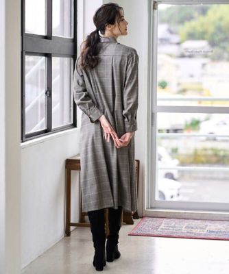 【送料無料】CHRISTIAN AUJARD Lサイズ (Women/大きいサイズ)/クリスチャン・オジャール Lサイズ グレンチェックワンピース 87ブラウン系 ワンピース・ドレス【三越伊勢丹/公式】