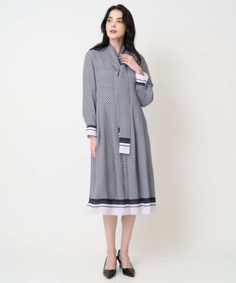 大きいサイズ】棒タイ付プリントワンピース | CHRISTIAN AUJARD L