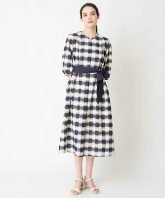 ＜CHRISTIAN AUJARD Lサイズ (Women/大きいサイズ)＞フラワーチェックジャガードワンピース