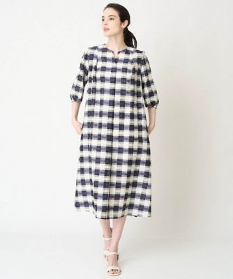 フラワーチェックジャガードワンピース