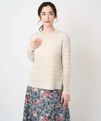 【送料無料】CHRISTIAN AUJARD Lサイズ (Women/大きいサイズ)/クリスチャン・オジャール Lサイズ ラメスパンコール長袖ニットプルオーバー 80アイボリー トップス【三越伊勢丹/公式】