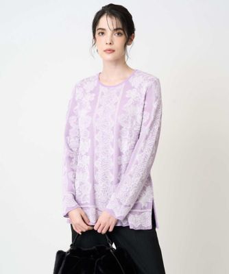 ＜CHRISTIAN AUJARD Lサイズ (Women/大きいサイズ)＞【大きいサイズ】レーシージャカードニットプルオーバー