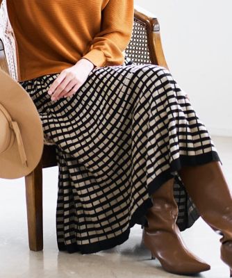 【送料無料】CHRISTIAN AUJARD Lサイズ (Women/大きいサイズ)/クリスチャン・オジャール Lサイズ ジャカードニットスカート 94ブラック 【三越伊勢丹/公式】