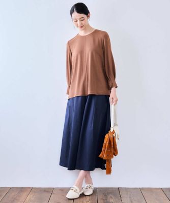 大きいサイズ／セットアップ対応】シャイニーツイルギャザースカート