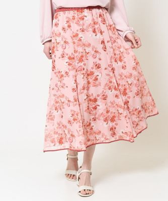 ＜CHRISTIAN AUJARD Lサイズ (Women/大きいサイズ)＞［セットアップ対応］フラワープリントフレアスカート