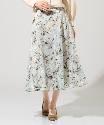 ＜CHRISTIAN AUJARD Lサイズ (Women/大きいサイズ)＞【大きいサイズ／セットアップ対応】フラワープリントシアースカート