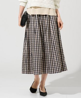 ＜CHRISTIAN AUJARD Lサイズ (Women/大きいサイズ)＞【大きいサイズ／セットアップ対応】シャンブレーチェックスカート