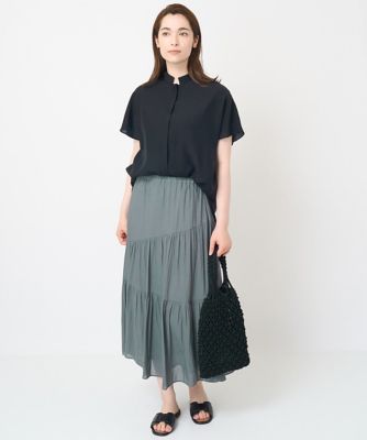 ［接触冷感・ドライタッチ］ウエストゴムティアードスカート