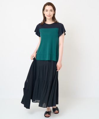 ［接触冷感・ドライタッチ］ウエストゴムティアードスカート