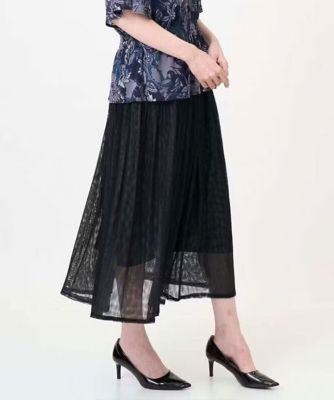 【SALE】【送料無料】CHRISTIAN AUJARD Lサイズ (Women/大きいサイズ)/クリスチャン・オジャール Lサイズ【大きいサイズ/セットアップ対応】プリーツチュールスカート 94ブラック×グレー 【三越伊勢丹/公式】