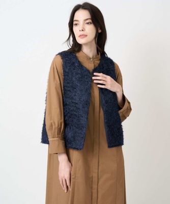 【送料無料】CHRISTIAN AUJARD Lサイズ (Women/大きいサイズ)/クリスチャン・オジャール Lサイズ カットシャギーベスト 57ネイビー 衣料品【三越伊勢丹/公式】