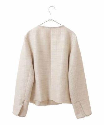 ［セットアップ対応］ノーカラーツィードジャケット