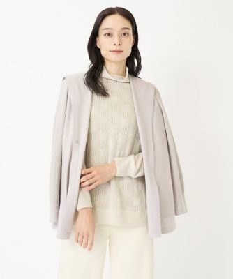 フード付ウールジャージー羽織り