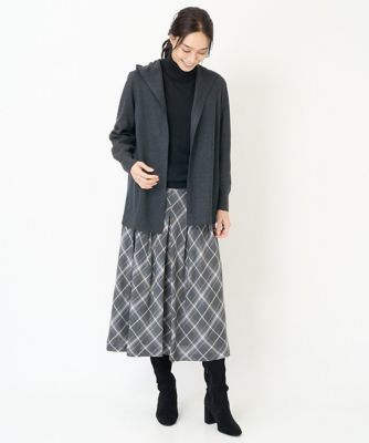 フード付ウールジャージー羽織り