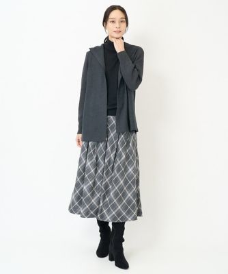 フード付ウールジャージー羽織り