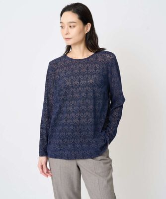 【送料無料】CHRISTIAN AUJARD Lサイズ (Women/大きいサイズ)/クリスチャン・オジャール Lサイズ フロッキープリントカットソー 57ネイビー トップス【三越伊勢丹/公式】