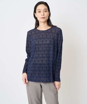 桜玲子　レオナール カットソー L ブラック 半袖 フラワープリント 予約商品】ブラウス｜レオナール 公式オンラインショップ