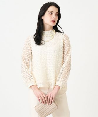 ＜CHRISTIAN AUJARD Lサイズ (Women/大きいサイズ)＞【大きいサイズ】フラワーチュールレースカットソー