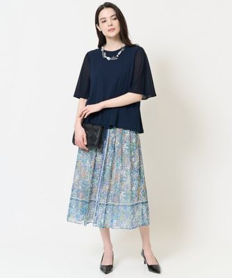 ［接触冷感・吸汗速乾／アンサンブル対応］フレアスリーブカットソー