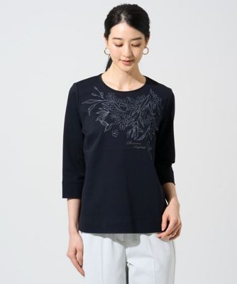 ＜CHRISTIAN AUJARD Lサイズ (Women/大きいサイズ)＞【大きいサイズ】フラワー刺繍カットソー