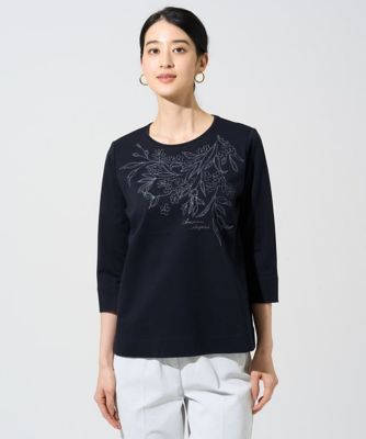 ALL PLUS DELIVER 花柄刺繍 ブラック 長袖Tシャツ 大きいサイズ】フラワー刺繍カットソー | CHRISTIAN AUJARD Lサイズ