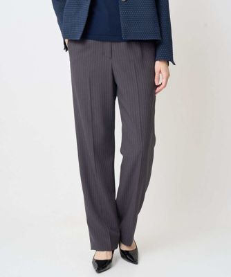 【送料無料】CHRISTIAN AUJARD Lサイズ (Women/大きいサイズ)/クリスチャン・オジャール Lサイズ ストライプストレートパンツ 93ダークグレー パンツ・ズボン【三越伊勢丹/公式】