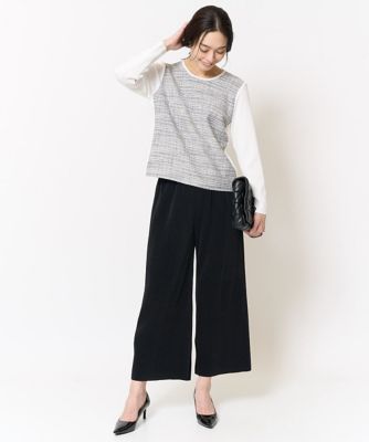 ［軽い・保温性・セットアップ対応］プリーツデザインパンツ