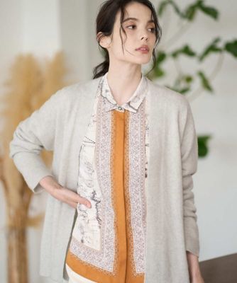 【送料無料】CHRISTIAN AUJARD Lサイズ (Women/大きいサイズ)/クリスチャン・オジャール Lサイズ【大きいサイズ/アンサンブル対応】カシミヤシルクニットカーディガン 91ライトグレー トップス【三越伊勢丹/公式】