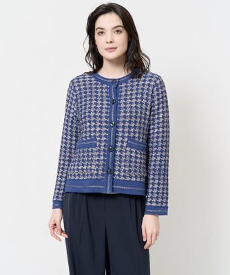 あ*れ様 【美品】45R ウール100%混柄ニットジャケット ヘリンボーン×千鳥 裏千鳥柄ニットジャケット | 京都通販ミセスのファッション館・本店