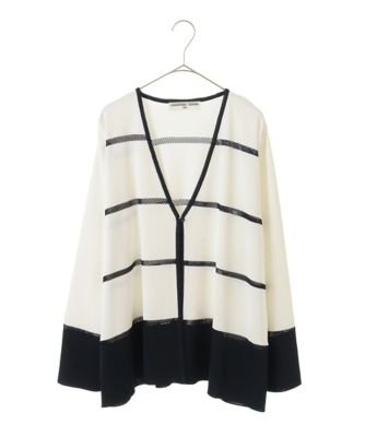 クリスチャンオジャール（christianaujard）/[吸湿・速乾・抗菌・防臭 / アンサンブル対応]バイカラーニットカーディガン 大きいサイズ／吸湿・速乾・抗菌・防臭 ／ アンサンブル対応】バイ