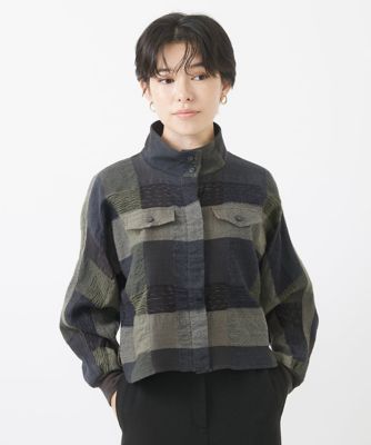 ＜GIANNI LO GIUDICE(Women/小さいサイズ)＞テンカスリ先染めチェックショートブルゾン