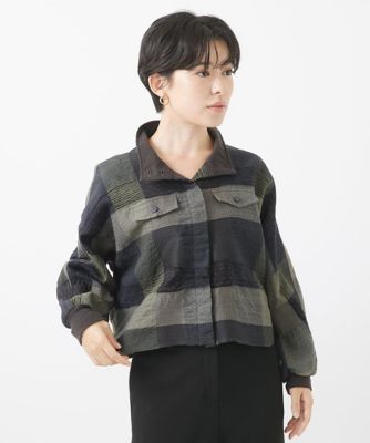 テンカスリ先染めチェックショートブルゾン