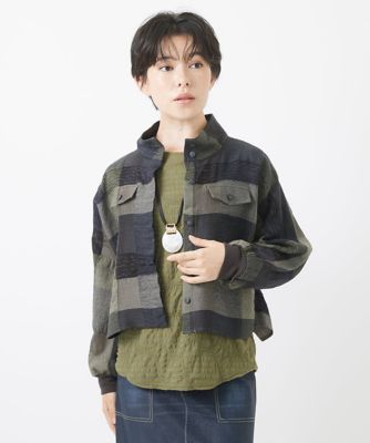 テンカスリ先染めチェックショートブルゾン