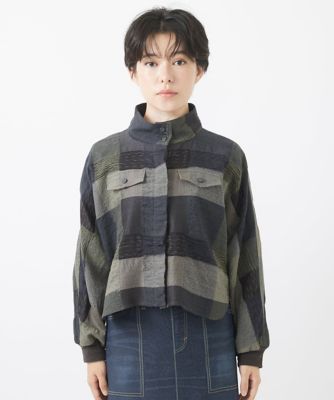 テンカスリ先染めチェックショートブルゾン