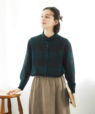 ＜GIANNI LO GIUDICE(Women/小さいサイズ)＞［日本製］リファインガーゼブロックチェックブラウス