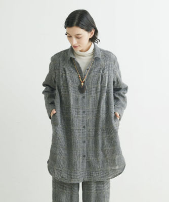 日本製】ウールグレンチェックチュニックブラウス | ファッション・服 
