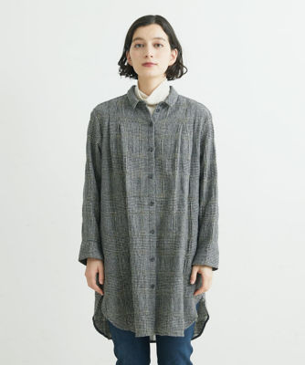 日本製】ウールグレンチェックチュニックブラウス | ファッション・服 