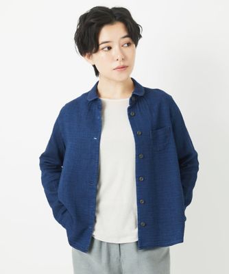 二重織ガーゼデニムブラウス