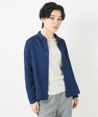 二重織ガーゼデニムブラウス