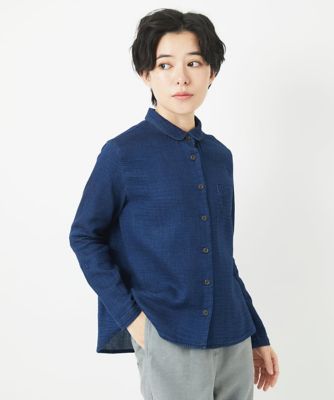 二重織ガーゼデニムブラウス