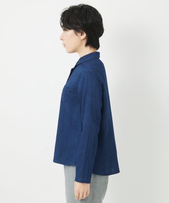 二重織ガーゼデニムブラウス
