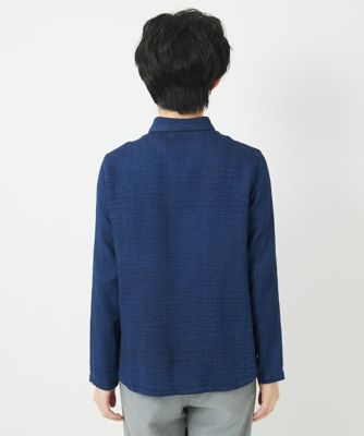 二重織ガーゼデニムブラウス