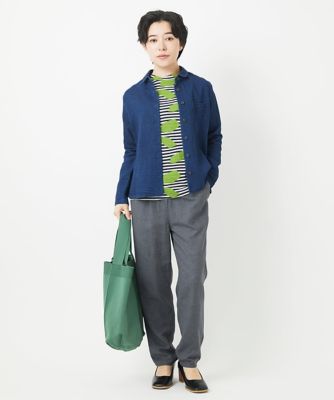 二重織ガーゼデニムブラウス