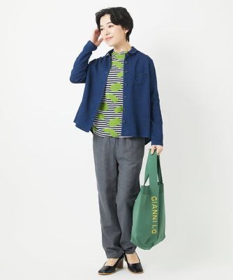 二重織ガーゼデニムブラウス