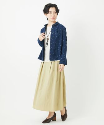 二重織ガーゼデニムドットブラウス