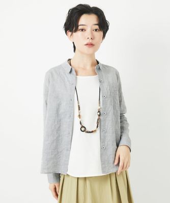 ［日本製］シャーリングシャンブレーブラウス