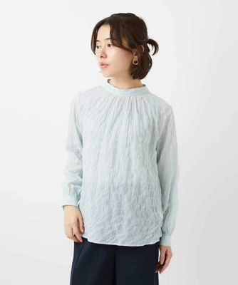 ＜GIANNI LO GIUDICE(Women/小さいサイズ)＞レーヨンシャーリングストライプブラウス